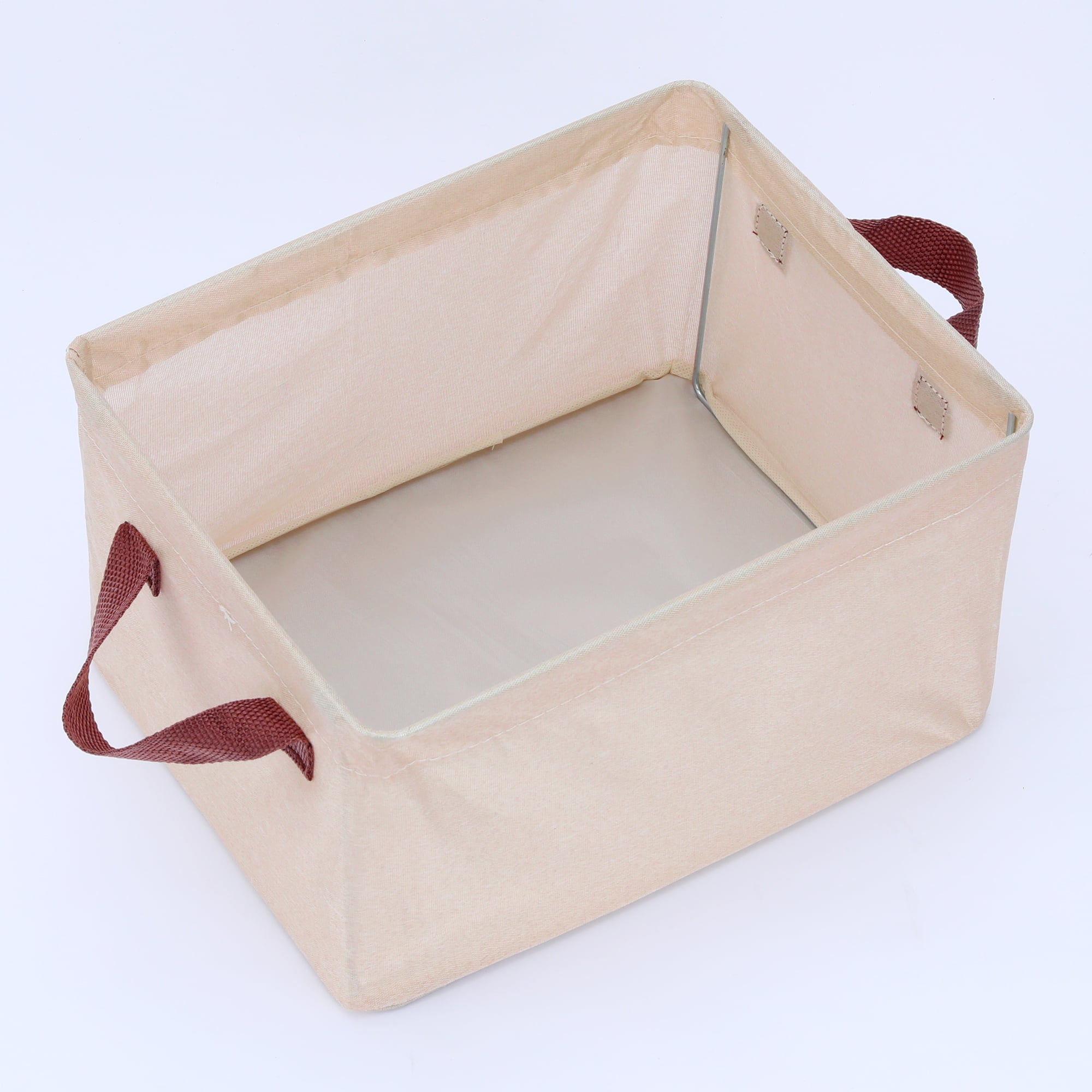 Unique Bargains Fabric Storage Bin with Handles, Collapsible Basket Beige 12*9.5*8in