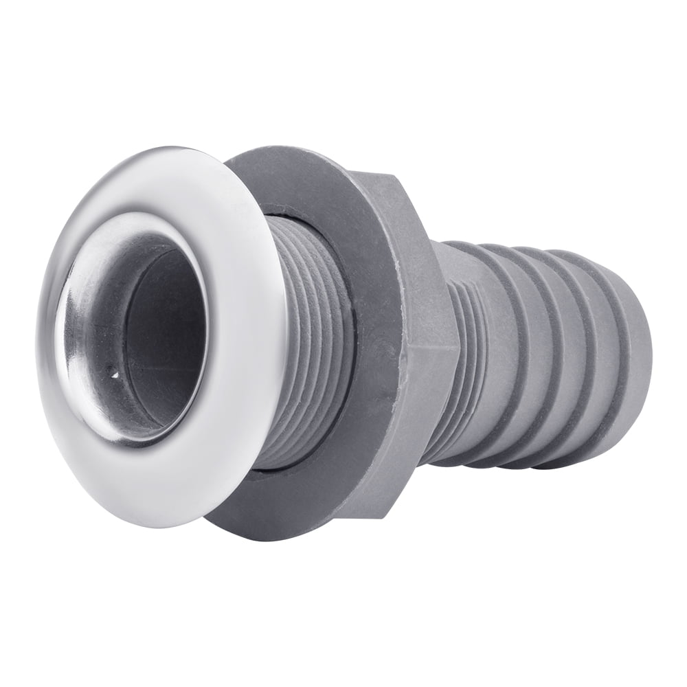 White Water 6653N Stainless Steel/Nylon Straight Thru-Hull with Barb
