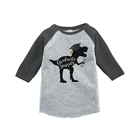 

7 ate 9 Apparel Graduation Dinosaur School Raglan Tee Grey