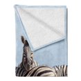 thumbnail image 2 of Wildlife Soft Flannel Fleece Throw Blanket, 3 Zebras in Namibia National Park Africa Savannah Safari Theme, Cozy Plush for Indoor and Outdoor Use, 50" x 70", Pale Blue Beige Black, by Ambesonne, 2 of 5