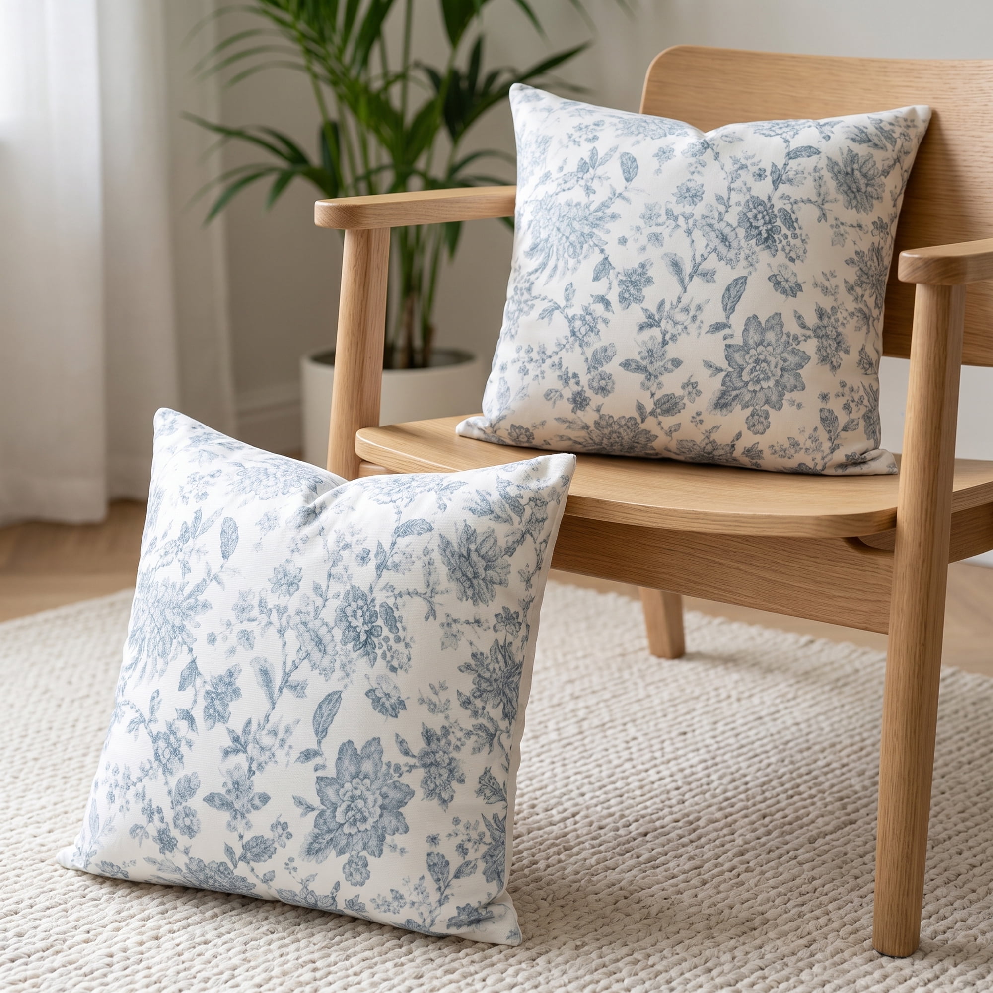Unique Bargains Set of 2 Botanical Floral Printed Throw Pillow Covers Grey Floral 18"x18"