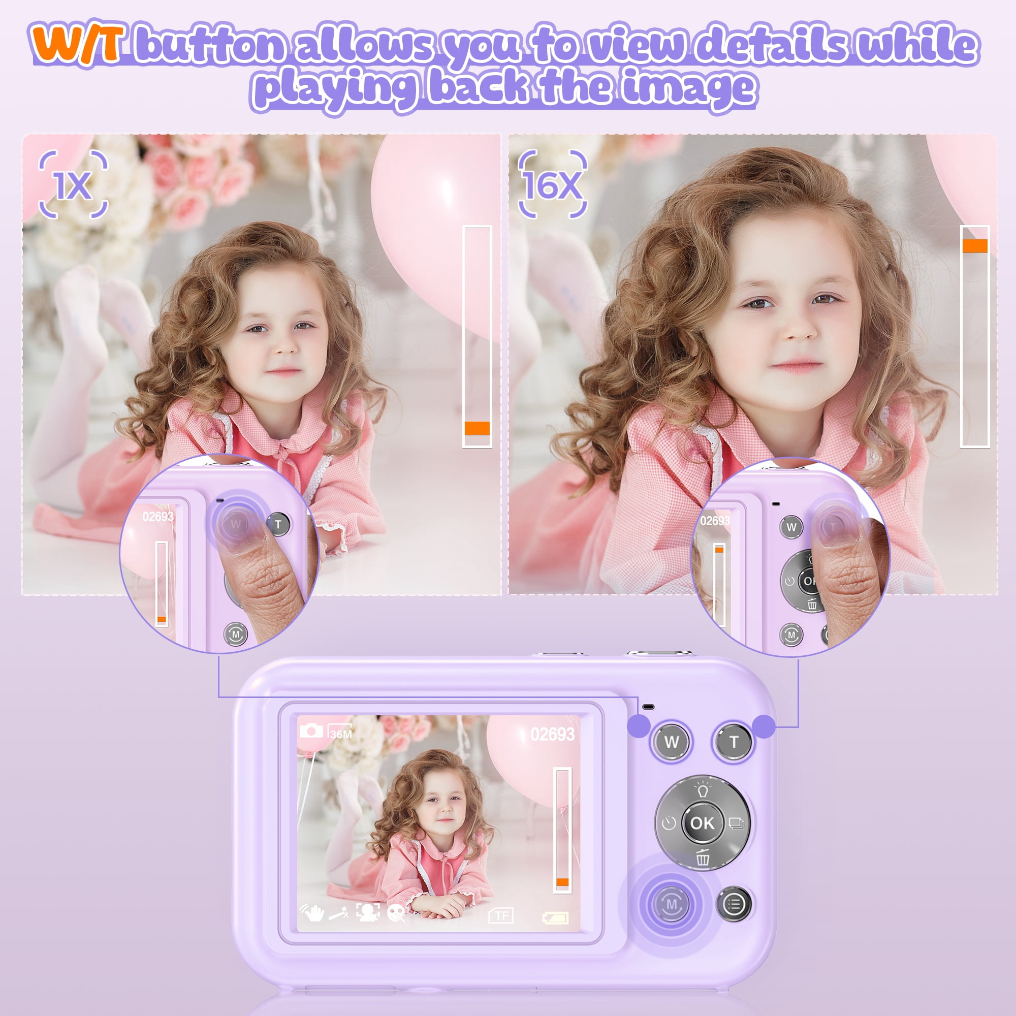 Digitale camera 1080p FHD 44MP met 2,4 inch LCD-scherm, compacte draagbare vlogging-fotocamera met 32 GB SD-kaart, 16 x digitale zoom voor kinderen, tieners, studenten en beginners (upgrade zilver