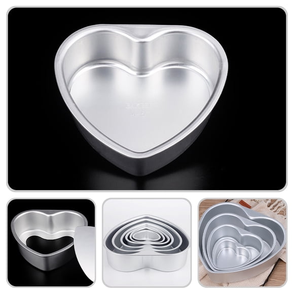 OUNONA Heart Shaped Cake Pan Non Stick Baking Tray for Kitchen Use Made of Aluminium Alloy Silver
