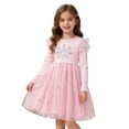 thumbnail image 3 of Byoo Little Girls Dress Valentine Snowflake Printed Long-Sleeve Party Tulle Sparkly Princess Dress for Children Soft Holiday Dress, 3 of 9