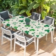 thumbnail image 2 of St. Patrick's Day Table Cloths for 4 Foot Rectangle Tables, Spring Green Shamrock Plant Beige Patio Waterproof Elastic Fitted Tablecloths, Washable Rectangular Table Cover for Camping, 2 of 8