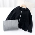 thumbnail image 5 of Girls' Jackets Solid Print Pocket Hooded Long Sleeve Zipper Jacket for Everyday Wear Black 5 Years-6 Years, 5 of 6