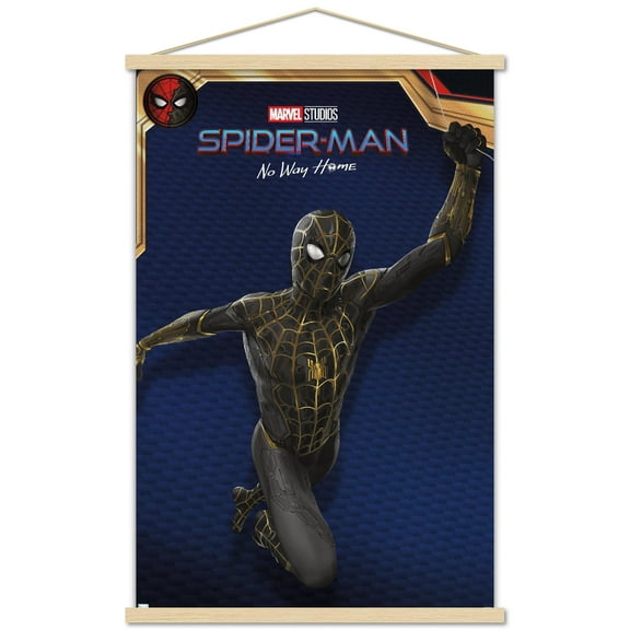 Marvel Spider-Man: No Way Home - Black Costume Wall Poster with Wooden Magnetic Frame, 22.375" x 34"