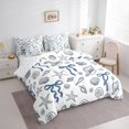 thumbnail image 2 of spefrowx Cute Seashell Bow Queen Bedding for Kids, Blue Starfish Conch Nautical Bedding Comforter Set Queen, Reversible, 7pcs, 2 of 6