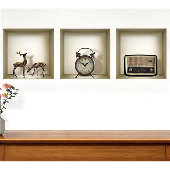 HomeRoots 565419 Sky Faux Niche 3D Peel & Stick Wall Decals - Set of 3