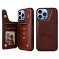 thumbnail image 2 of iPhone 13 Pro Case,Dteck Butterfly Pattern Magnetic Leather Card Holder Wallet Case Shockproof Rubber Hybrid Kickstand Cover for iPhone 13 Pro,Brown, 2 of 5
