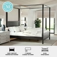 thumbnail image 3 of Martha Stewart Hayes Queen Size Solid Wood Canopy Platform Bed with Wood Headboard and Footboard, No Box Spring Needed, Dark Gray, 3 of 11