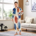 thumbnail image 5 of 1 Piece Adult Onesie Pajamas Cozy & Loose-Fit Sleepsuit Loungewear with Pockets Blue Splashes Artistic Pattern Large, 5 of 7