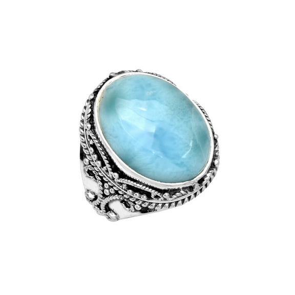 YoTreasure Larimar Solid 925 Sterling Silver Gemstone Ring