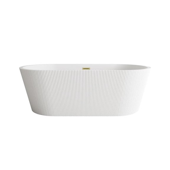 Elegant Kitchen & Bath BT30767GW-BGD 67 in. Bathtub, Glossy White with Brushed Gold Trim