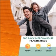 Orange Merchandise Plastic Glossy Retail Bags 100 Pack 9 x 12 with 1.25 mil Thick