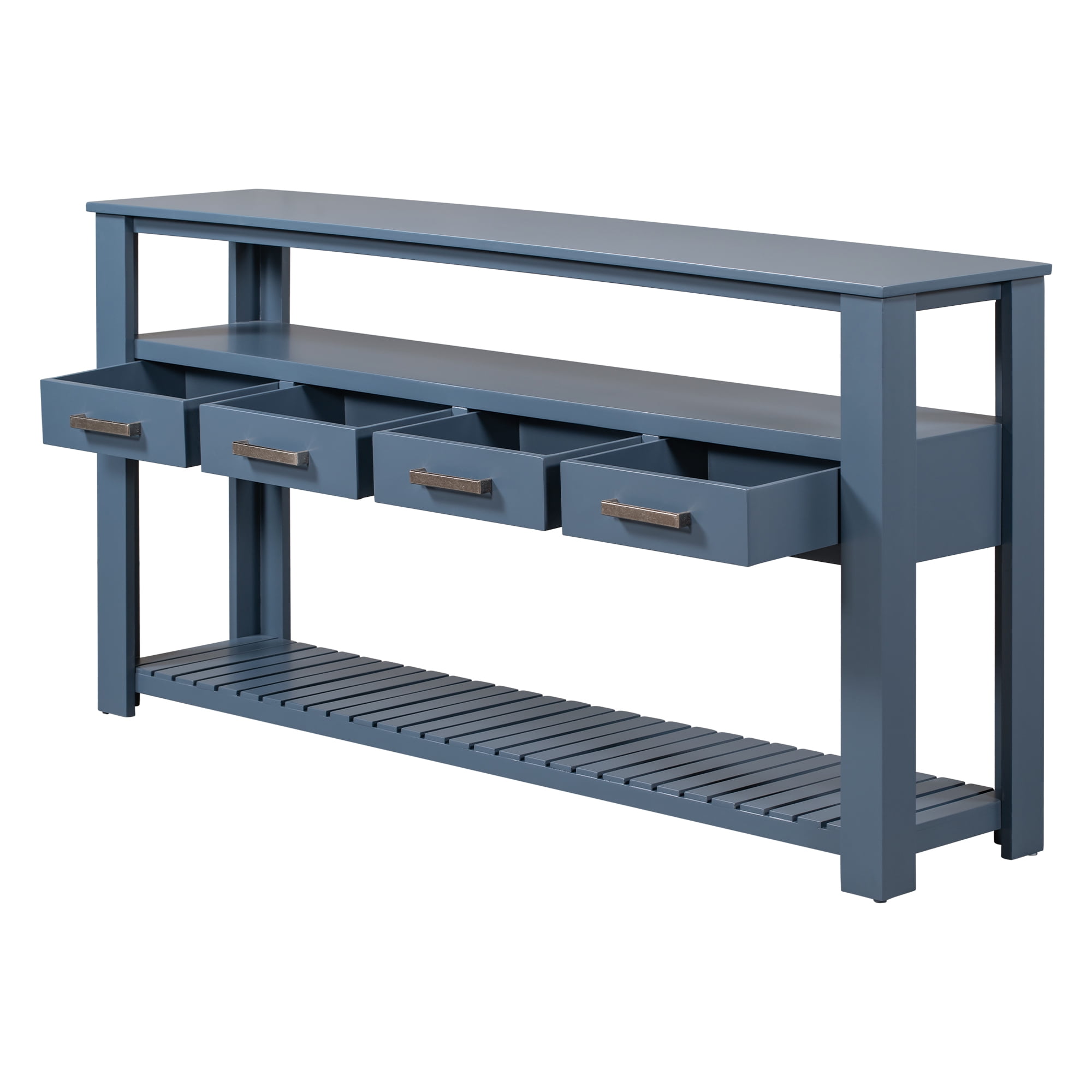 Harper & Bright Designs Rustic Console Table with Drawer, Long Sofa Table Entryway Table with Shelf, Entrance Table for Entryway Hallway Living Room, 62.2'' Navy Blue