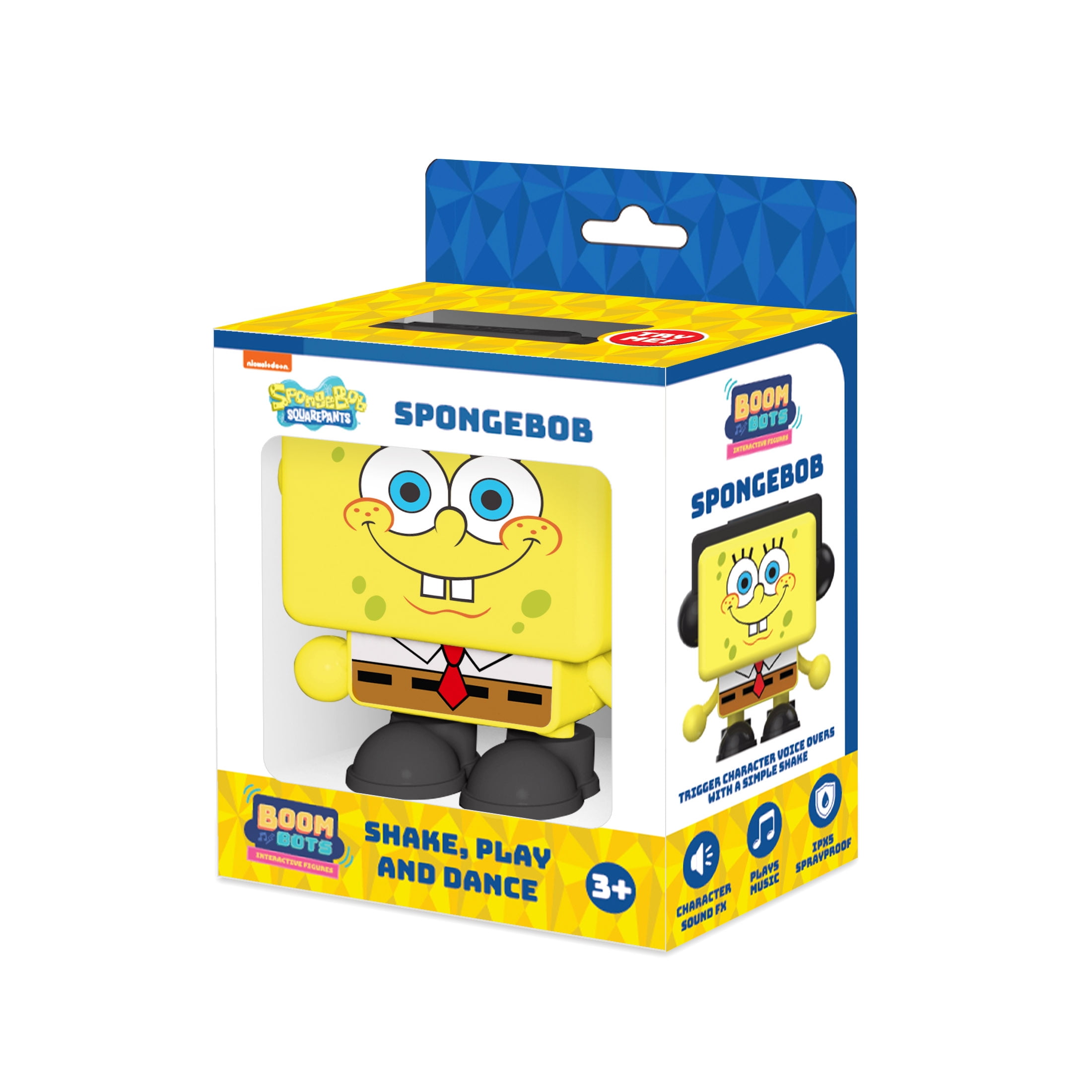 SpongeBob SquarePants Dancing Musical Toy Boombot – Plays Character Sounds, Animated Dance Moves, IPX5 Waterproof for Pool & Outdoor Fun