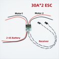 thumbnail image 4 of ESC Bidireccional de Doble Canal con Escobillas, 2-6S, 30 A, con Mezclador de Tanque para Vehículos de Orugas y Embarcaciones (Señal PWM) con UBEC, 4 of 7