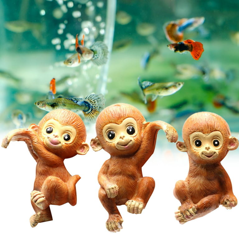 Hesroicy Monkey Figurine - Realistic and Vivid with Detailed Cartoon  Appearance - High Simulation Resin Mini Monkey - Perfect for Fish Tank  Decoration