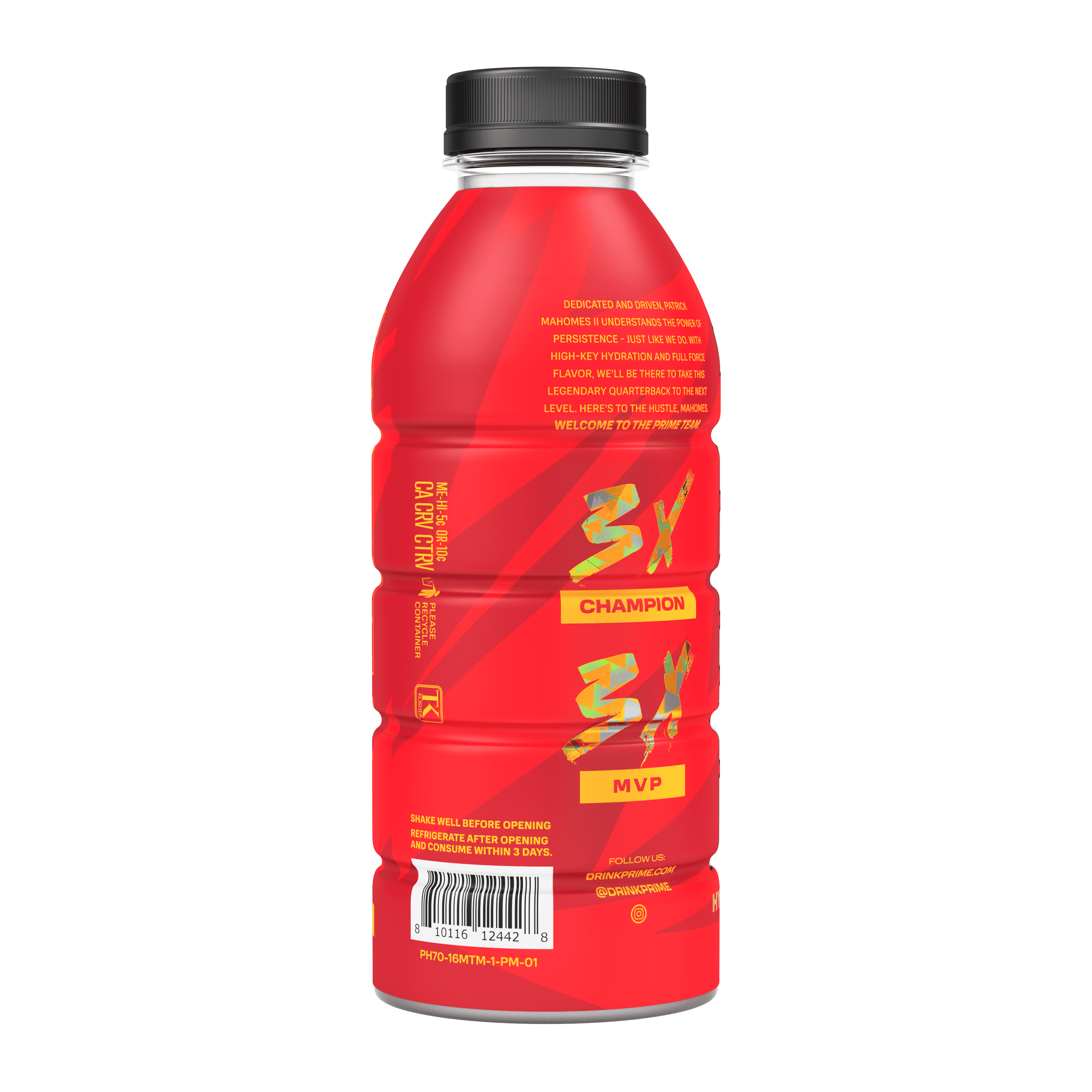 (5 pack) Prime Hydration Drink, New Special Edition PATRICK MAHOMES Bottle, 16.9oz (1 Bottle)
