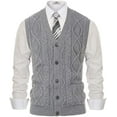 thumbnail image 1 of Gilet pour Homme Sans Manches à Col en V en Tricot Torsadé, 1 of 7