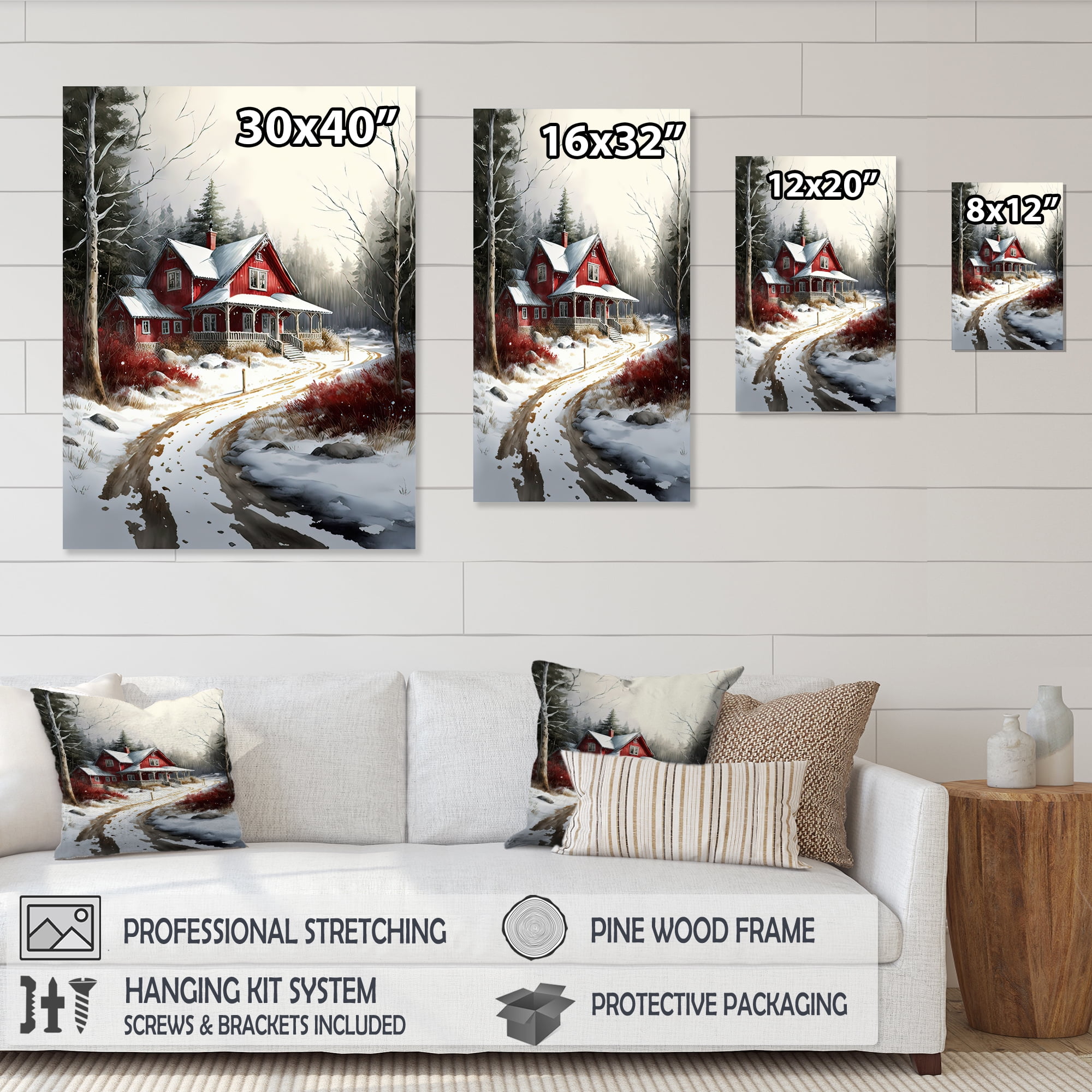 Designart Cold Winter View On The Country II Canvas Wall Art