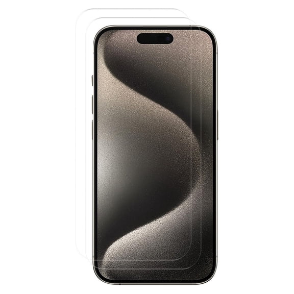 onn. 2-Pack Premium Japanese Tempered Glass Screen Protector for iPhone 15 Pro Max with Easy Application Tray