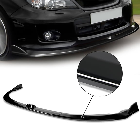For 2008 to 2010 Subaru Impreza WRX STI 3Pcs Gloss Black Finish CS2-Style Car Front Bumper Lip Guard Body Kit 09