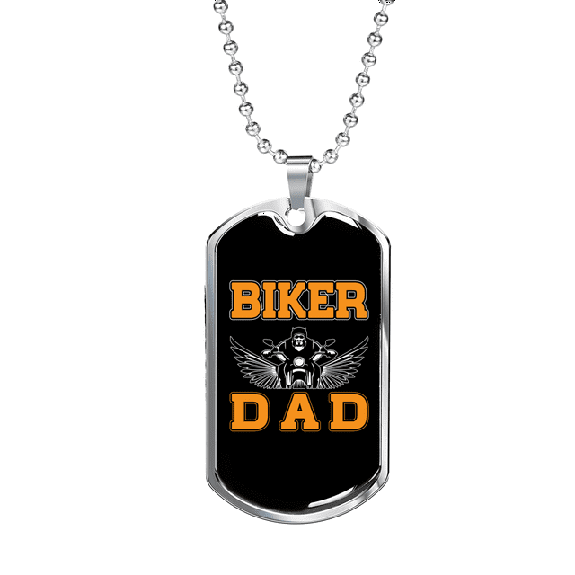 Biker Dad Collier en Acier Inoxydable Ou en or 18 Carats Chien Tag 24" Chaîne