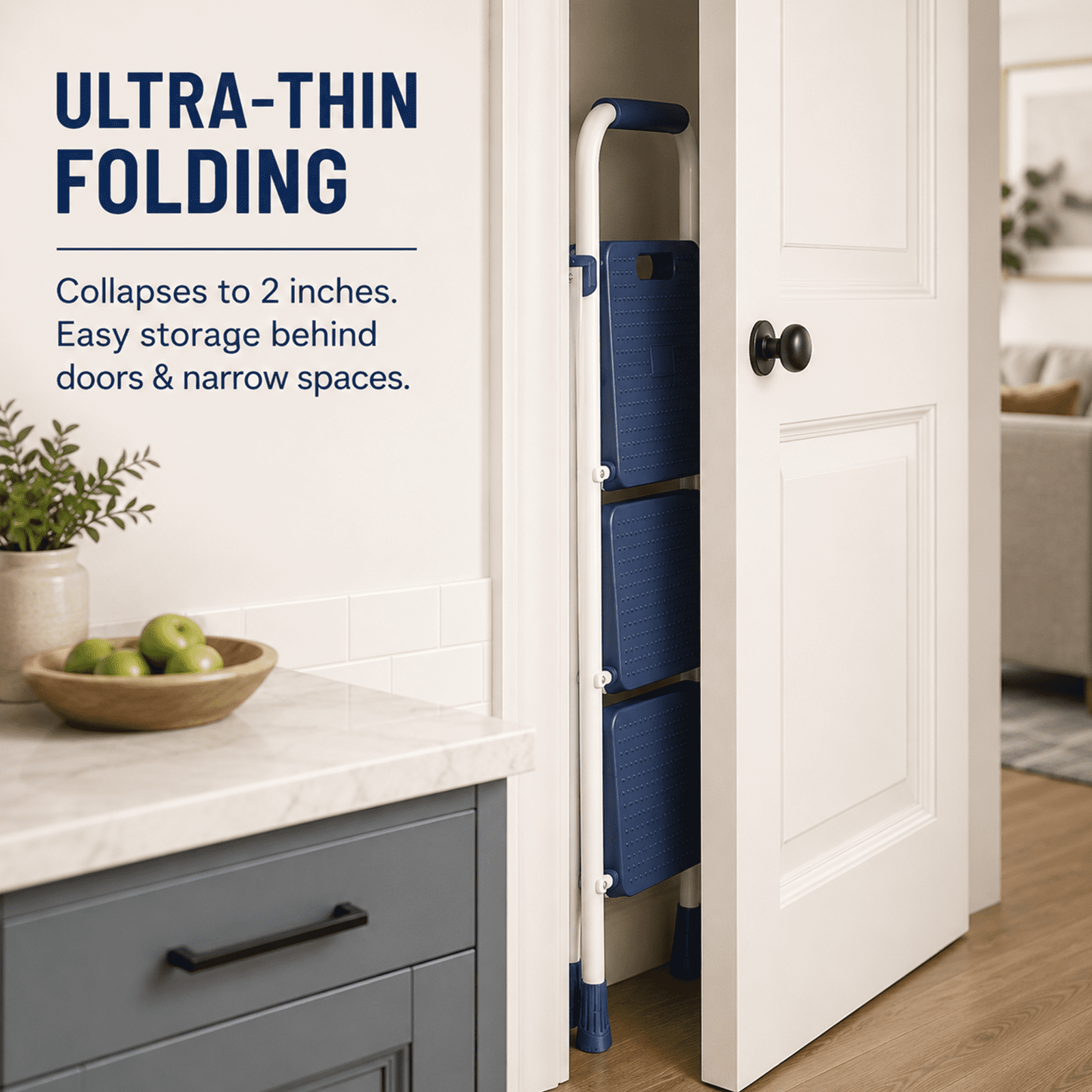 Alvantor 2/3-Layer Step Ladder with Anti-Slip Pedals and Comfortable Handrail