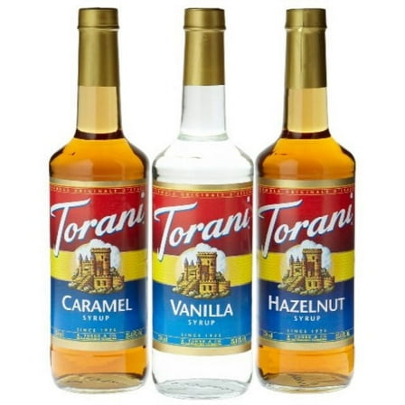 Torani Coffee Syrup Variety Pack - Vanilla, Caramel, Hazelnut, 25.4-Oz  (Pack of 3)