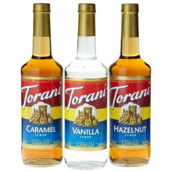 Torani Coffee Syrup Variety Pack - Vanilla, Caramel, Hazelnut, 25.4-Oz  (Pack of 3)