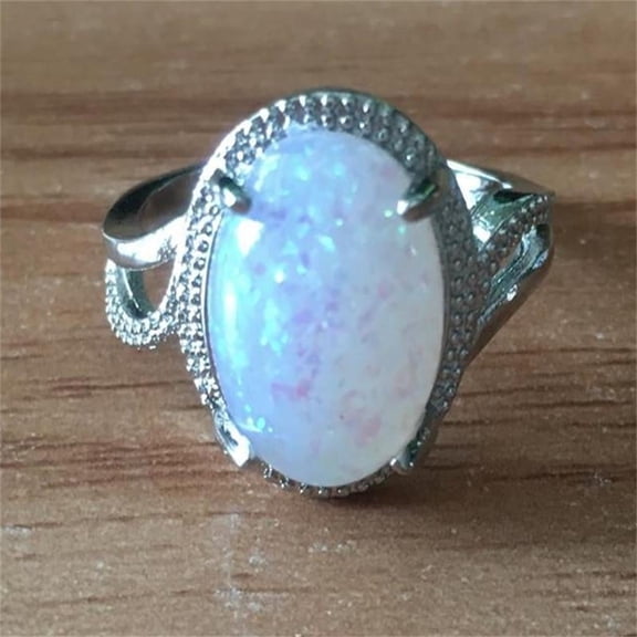 Sterling Silver Opal Ring, Exquisite Inlay Design, Stylish with Bright Luster, Gift for Women