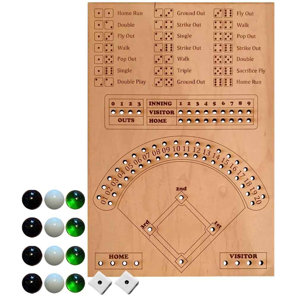 Leking Baseball Dice Board Game Wooden Dice and Marble Board Game
