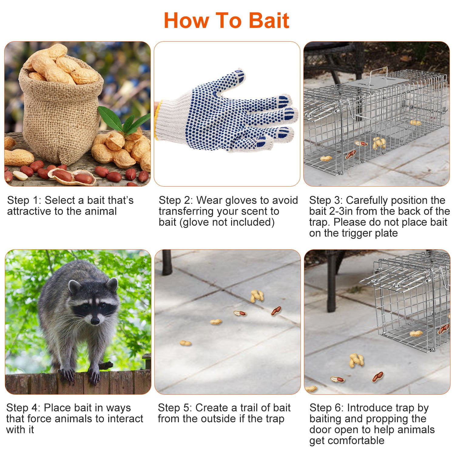 24" Humane Live Animal Cage Trap Catch and Release Heavy Duty Squirrel Trap with Safe Carrying Handle Collapsible Raccoon Trap for Feral Cats Squirrel Raccoons Rabbits
