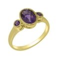 thumbnail image 1 of LBG British Made 9k Yellow GoldWomens Ring Natural Amethyst Anniversary Ring - 33 size options - Size 7.5, 1 of 6