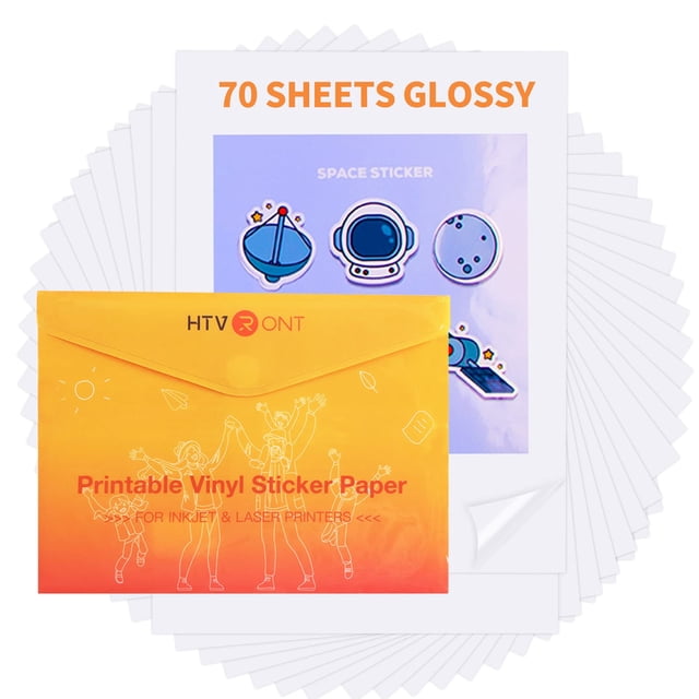 Papel adhesivo de vinilo imprimible HTVRONT, 70 hojas, 100 g, A4