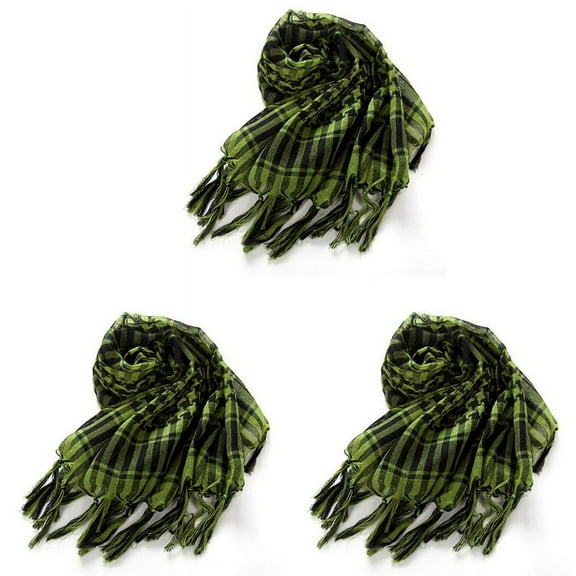 3X Unisex Scarf Polyester Arab Desert Shemagh, Green