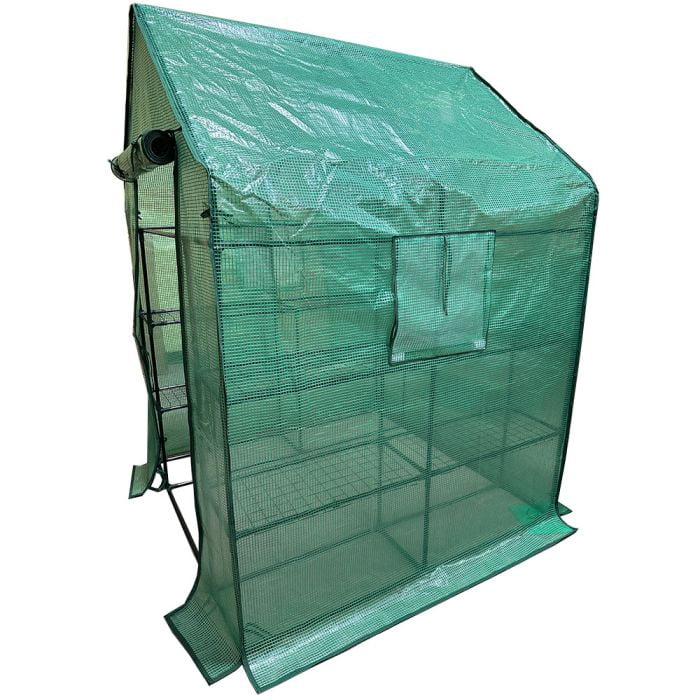 Garden Winds Custom Fit Replacement Cover Compatible with The Ohuhu 4.8' x 4.8' Portable Walk In Instant Pop Up Greenhouse Zipper Entry Door Mesh Side Windows - PE Fabric - Green