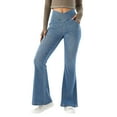 thumbnail image 2 of WTOBBY Women's High Waist Stretch Washed Flare Jeans, Casual Super Flare Denim Pants with a Comfortable and Breathable Fit, Perfect for Relaxed Style,Light Blue M, 2 of 8