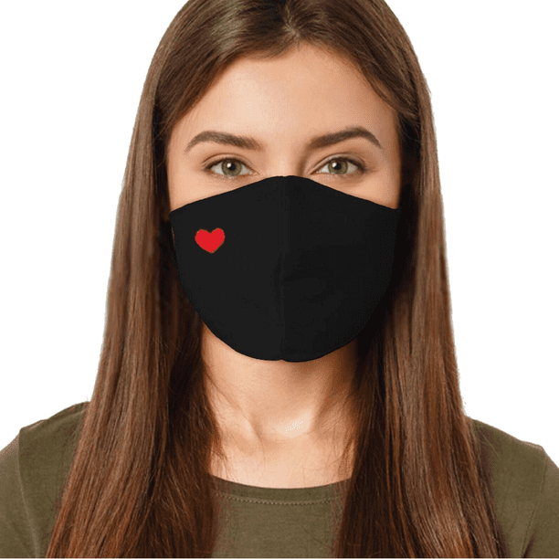 Fashion Washable Reusable Soft Double Layers Cotton Mask Red Heart - Made In USA - Walmart.com