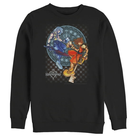 Men's Kingdom Hearts Chain of Memories Hero Duo Stained Glass Sweatshirt Black Medium