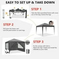 thumbnail image 4 of COBIZI 10x10 Pop up Canopy with Sidewalls Waterproof Outdoor Canopy Gazebo Anti-UV Instant Foldable Canopy Tent for Party with Carry Bag,Gray, 4 of 8