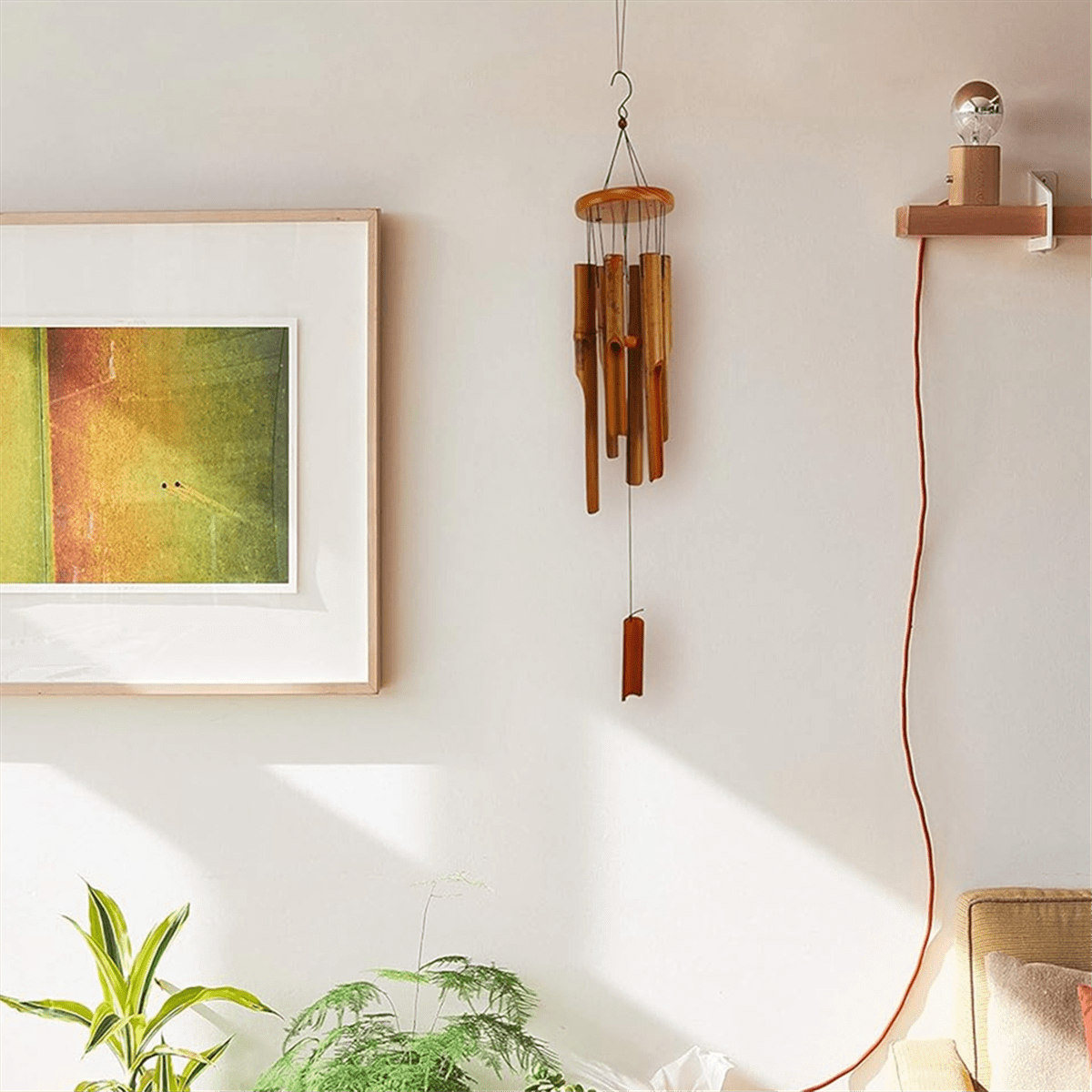 Bamboo Wind Chimes. 38 Inch Outdoor Indoor Hanging Decorative Wind Chimes. Has A Natural Soothing and Pleasant Sound