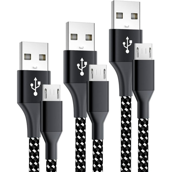PS4 Controller Charger Cable 3-Pack 6FT for Xbox One Controller Dualshock 4,PS4 Charging Cord,Nylon Braided Micro USB Data Sync Cable for PlayStation 4 PS Slim Pro,Charge and Play Wire 6 ft