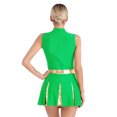 thumbnail image 2 of inhzoy Women's Cheerleading Uniforms Metallic Cheer Leader Pleated Leotard Dress Green M, 2 of 7