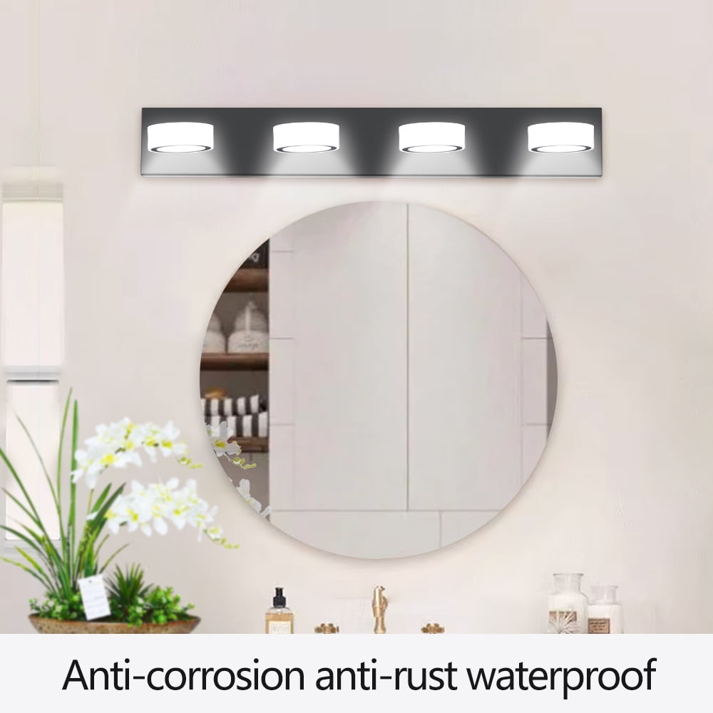 4-light 29 Inch bathroom vanity light acrylic Rotating Oval Acrylic Bar Matt Black LED Bath Lights Over Mirror for Shower, and Bathroom Decor&nbsp;（white cool 6000K）