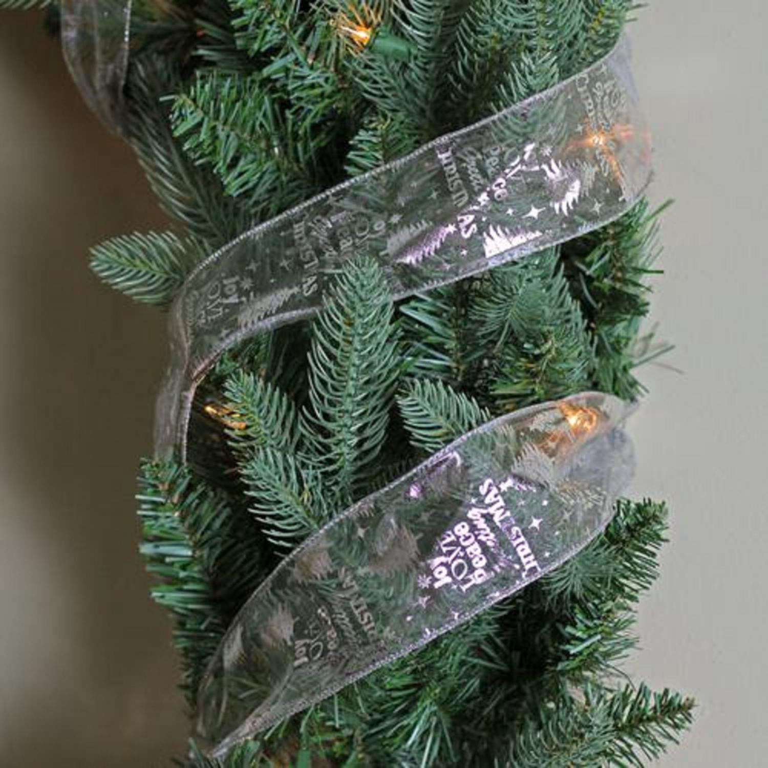 Silver Wired X-Mas Words Craft Ribbon
