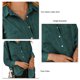 thumbnail image 5 of Blusa de mujer con cuello vuelto y bolsillos con un solo pecho, manga larga, abrigo para mujer, camisa para citas, verde oscuro L, 5 of 5