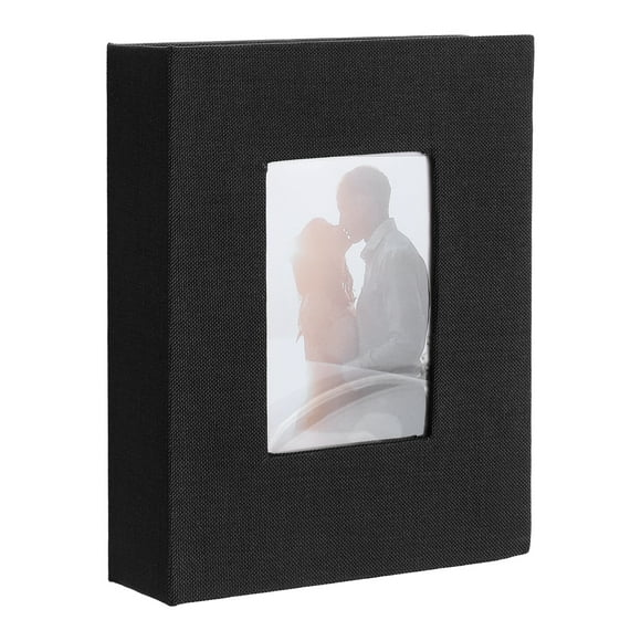 Uxcell Photo Album, 4 x 6 Linen Cover Small Book for 100 Pockets Hold 100 Pictures for Wedding Family Anniversary, Black